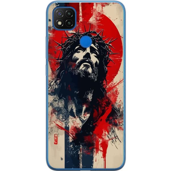 Xiaomi Redmi 9C Läpinäkyvä kuori Jeesus ristillä - kristillinen aihe vahvalla symboliikalla uskosta ja toivosta