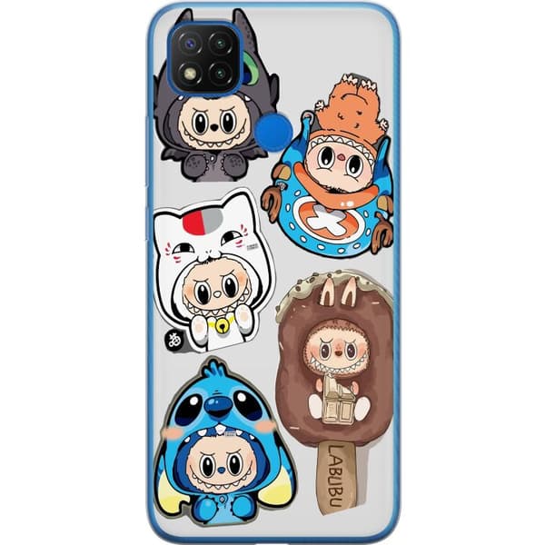 Xiaomi Redmi 9C Läpinäkyvä kuori Labubu hahmokokoelma - Pop Mart Labubu The Monsters väriluulisessa muotoilussa