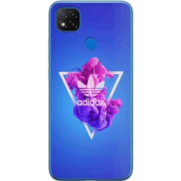 Xiaomi Redmi 9C Läpinäkyvä kuori Adidas-inspiroitunut sininen muotoilu - urheilullinen motiivi retro-vibeillä sinisissä sävyissä