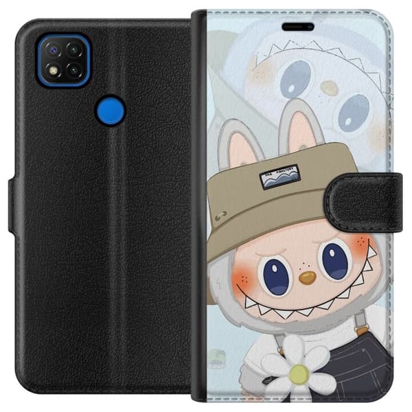 Xiaomi Redmi 9C Tegnebogsetui Labubu med hat - Pop Mart figur Mr. Butcher i retro-stil med karakter