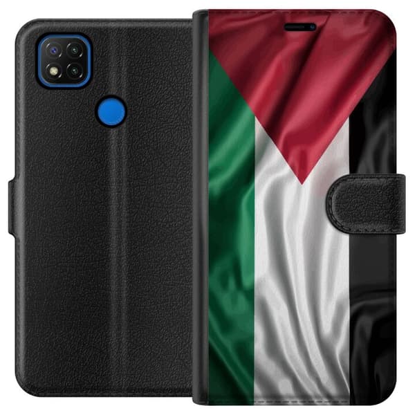 Xiaomi Redmi 9C Lommeboketui Palestinaflagget – ikoniskt symbol på frihet i rødt, svart, hvitt og grønt