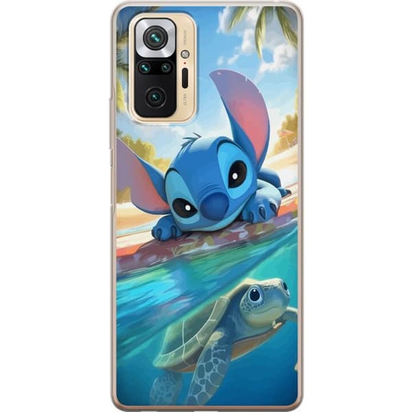 Xiaomi Redmi Note 10 Pro Gjennomsiktig deksel Stitch med skilpadde - søt blå alien i tropisk strandmiljø fra Disney