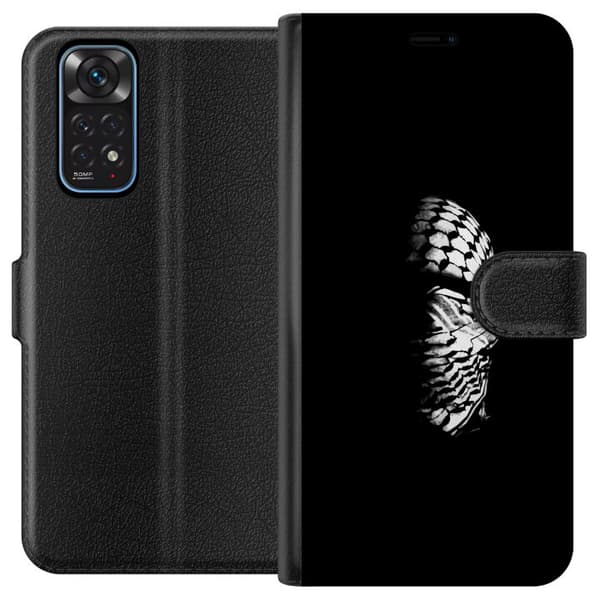 Xiaomi Redmi Note 11 Tegnebogsetui Keffiyeh-mønster - klassisk sort-hvid palæstinensisk tørklæde med kulturel betydning