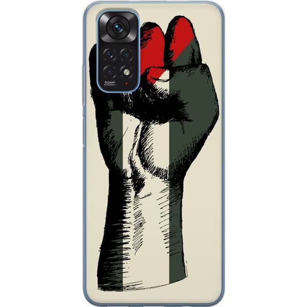 Xiaomi Redmi Note 11 Gennemsigtig cover Hånd bundet i Palæstinas farver - kraftfuldt symbol for frihedsbevægelsen
