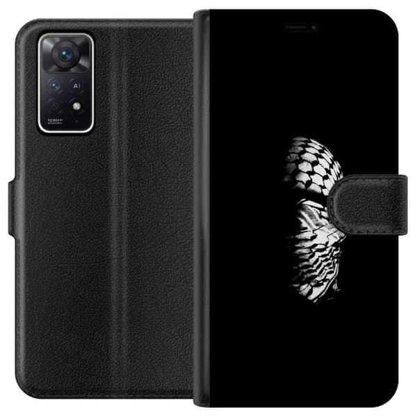 Xiaomi Redmi Note 11 Pro 5G Tegnebogsetui Keffiyeh-mønster - klassisk sort-hvid palæstinensisk tørklæde med kulturel betydning