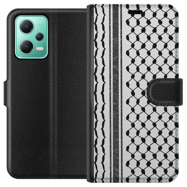 Xiaomi Redmi Note 12 Tegnebogsetui Palæstinensisk mønster - inspireret af traditionel stil keffiyeh-stof
