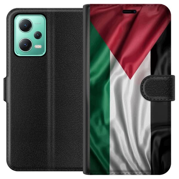 Xiaomi Redmi Note 12 Plånboksfodral Palestinaflaggan – ikoniskt frihetsmotiv i rött, svart, vitt och grönt