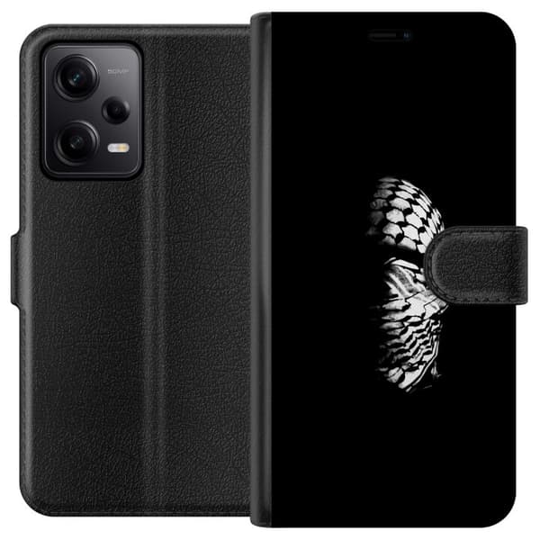 Xiaomi Redmi Note 12 Pro Plånboksfodral Keffiyeh-mönster – klassisk svartvit palestinasjal med kulturell tyngd