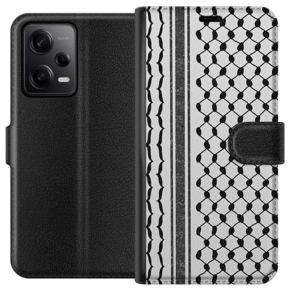 Xiaomi Redmi Note 12 Pro Tegnebogsetui Palæstinensisk mønster - inspireret af traditionel stil keffiyeh-stof