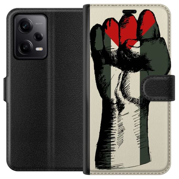Xiaomi Redmi Note 12 Pro Tegnebogsetui Hånd bundet i Palæstinas farver - kraftfuldt symbol for frihedsbevægelsen