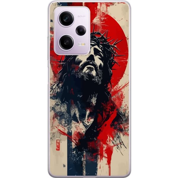 Xiaomi Redmi Note 12 Pro Läpinäkyvä kuori Jeesus ristillä - kristillinen aihe vahvalla symboliikalla uskosta ja toivosta