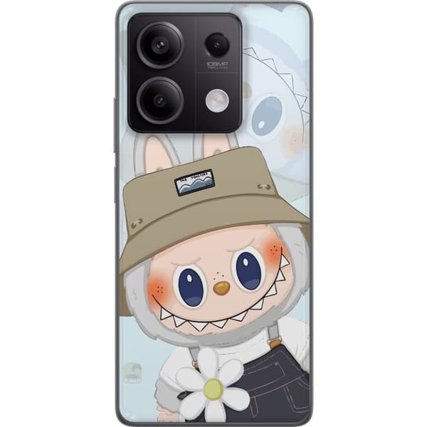 Xiaomi Redmi Note 13 Gennemsigtig cover Labubu med hat - Pop Mart figur Mr. Butcher i retro-stil med karakter