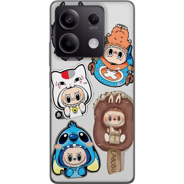 Xiaomi Redmi Note 13 Gennemsigtig cover Labubu figur samling - Pop Mart Labubu The Monsters i farverigt design