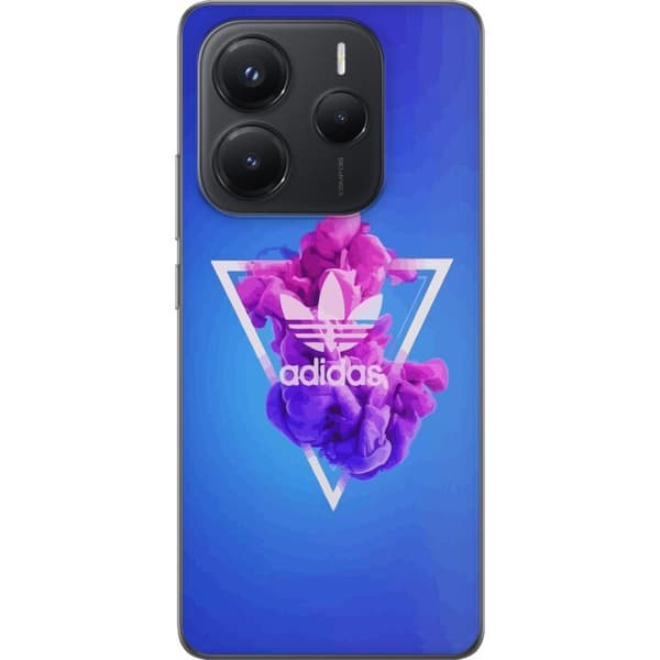 Xiaomi Redmi Note 14 Gennemsigtig cover Adidas-inspireret blåt design - sporty motiv med retrovibe i blå toner