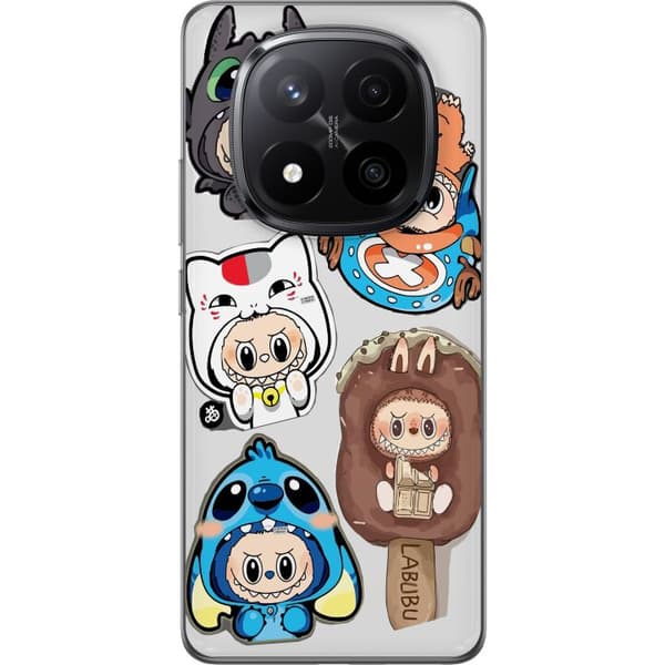 Xiaomi Redmi Note 14 Pro+ Gjennomsiktig deksel Labubu figure samling - Pop Mart Labubu The Monsters i fargerik design