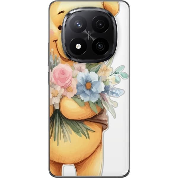 Xiaomi Redmi Note 14 Pro+ Gjennomsiktig deksel Nalle Puh med blomster - klassisk barnefavoritt i en blomstrende vår miljø