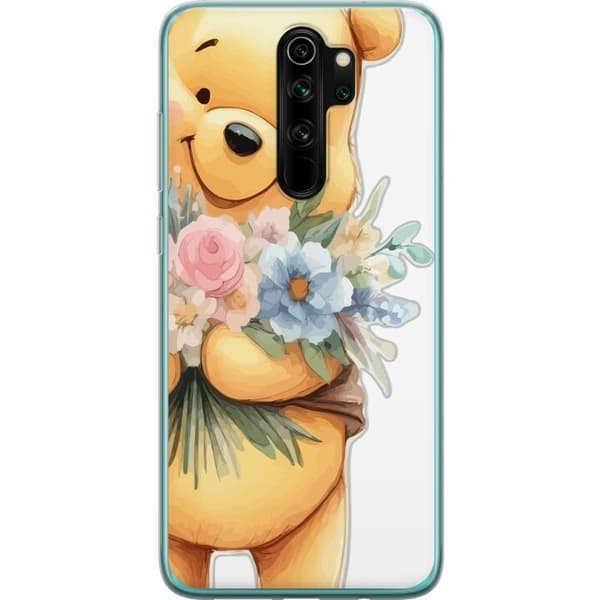 Xiaomi Redmi Note 8 Pro  Gjennomsiktig deksel Nalle Puh med blomster - klassisk barnefavoritt i en blomstrende vår miljø