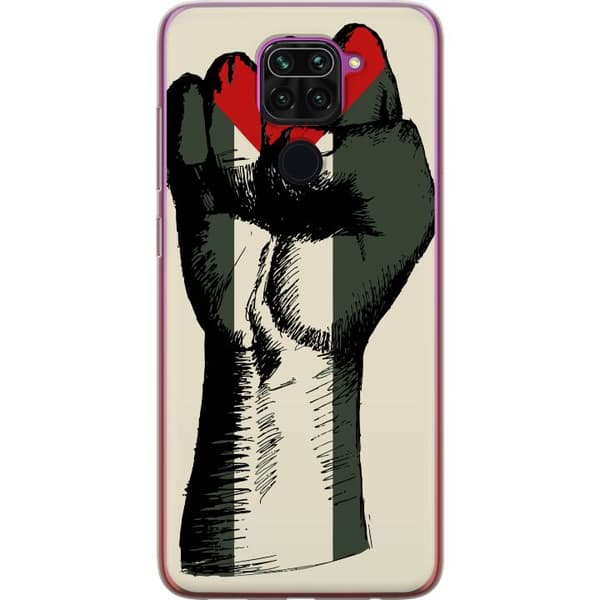 Xiaomi Redmi Note 9 Genomskinligt Skal Hand knuten i Palestinas färger – kraftfull symbol för frihetsrörelsen