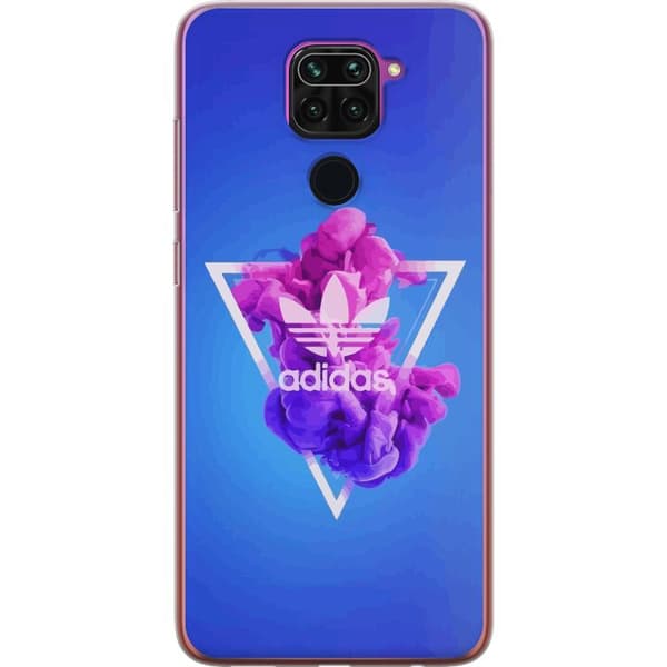 Xiaomi Redmi Note 9 Läpinäkyvä kuori Adidas-inspiroitunut sininen muotoilu - urheilullinen motiivi retro-vibeillä sinisissä sävyissä