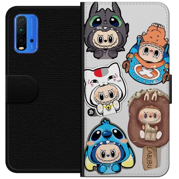 Xiaomi Redmi Note 9 4G Lommeboketui Labubu figure samling - Pop Mart Labubu The Monsters i fargerik design