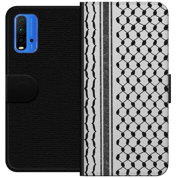 Xiaomi Redmi Note 9 4G Plånboksfodral Palestinskt mönster – inspirerat av keffiyeh-tyg i traditionell stil