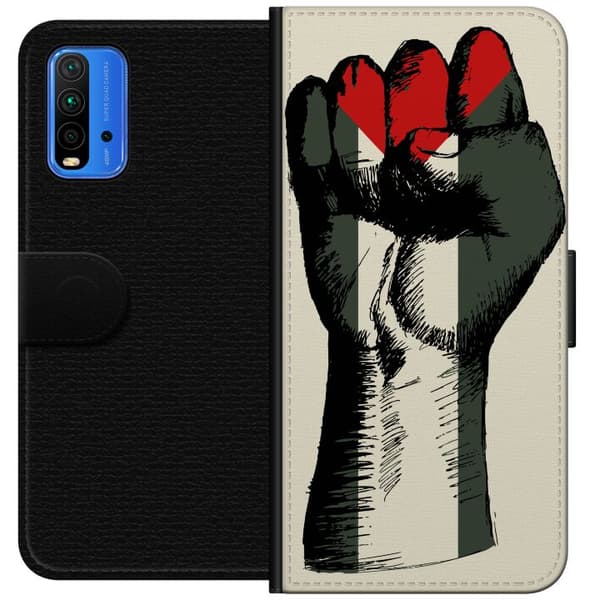 Xiaomi Redmi Note 9 4G Lommeboketui Hand knyttet i Palestinas farger - kraftig symbol for frihetsbevegelsen