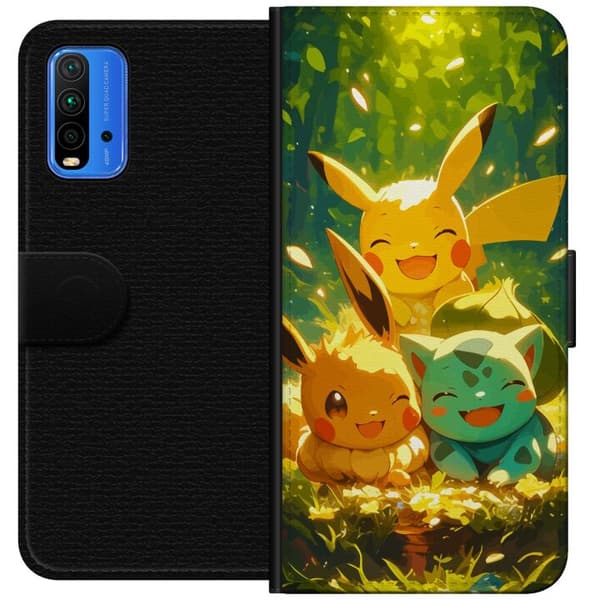 Xiaomi Redmi Note 9 4G Lompakkokotelo Pixelmonster pelityyli - värikäs muotoilu retroa rakastaville pelaajille
