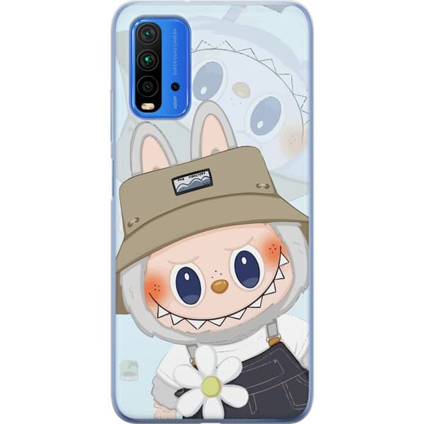 Xiaomi Redmi Note 9 4G Gennemsigtig cover Labubu med hat - Pop Mart figur Mr. Butcher i retro-stil med karakter
