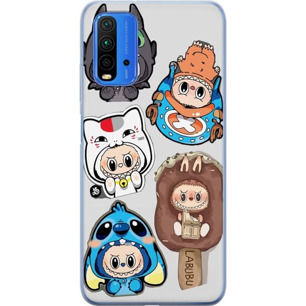Xiaomi Redmi Note 9 4G Genomskinligt Skal Labubu figursamling – Pop Mart Labubu The Monsters i färgglad design