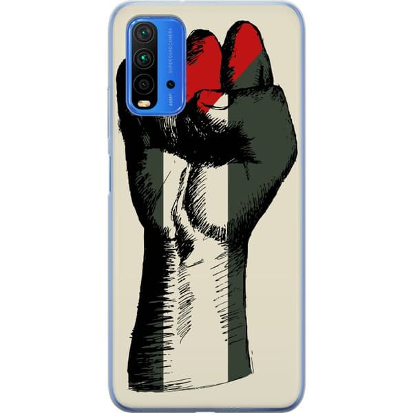Xiaomi Redmi Note 9 4G Läpinäkyvä kuori Käsi sidottu Palestinan väreihin - voimakas symboli vapausliikkeelle