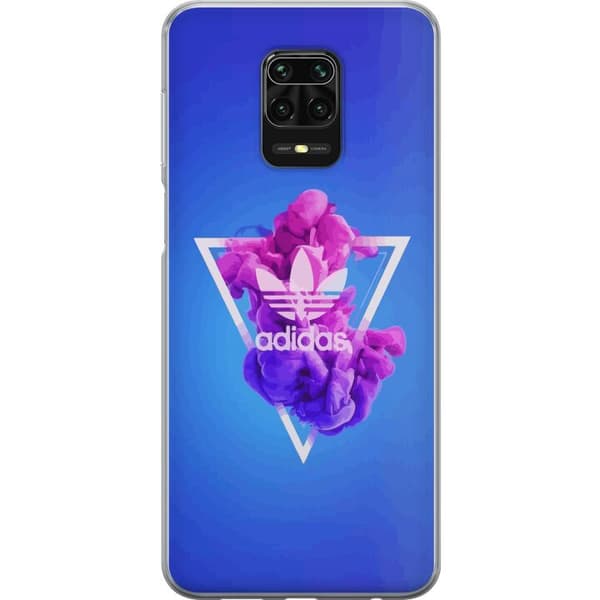 Xiaomi Redmi Note 9S Läpinäkyvä kuori Adidas-inspiroitunut sininen muotoilu - urheilullinen motiivi retro-vibeillä sinisissä sävyissä