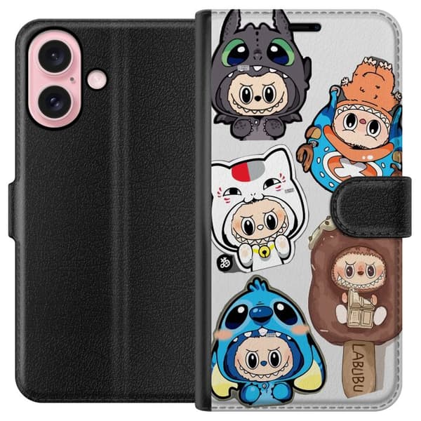 Apple iPhone 16 Lompakkokotelo Labubu hahmokokoelma - Pop Mart Labubu The Monsters väriluulisessa muotoilussa