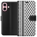 Pikkukuva 1 / 3: Apple iPhone 16 Lompakkokotelo Palestiinalainen kuvio - perinteiseen tyyliin inspiroima keffiyeh-kangas