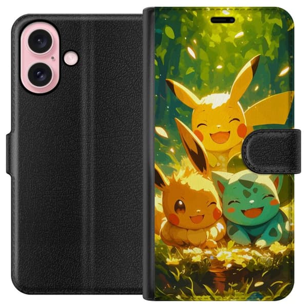 Apple iPhone 16 Lompakkokotelo Pixelmonster pelityyli - värikäs muotoilu retroa rakastaville pelaajille