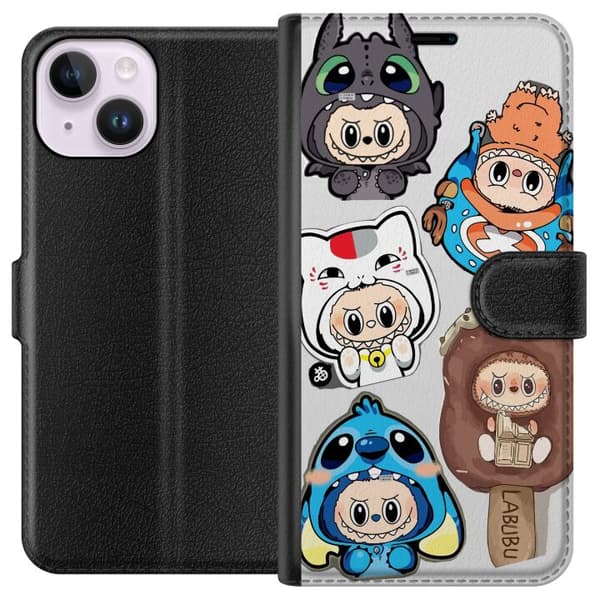 Apple iPhone 15 Lommeboketui Labubu figure samling - Pop Mart Labubu The Monsters i fargerik design