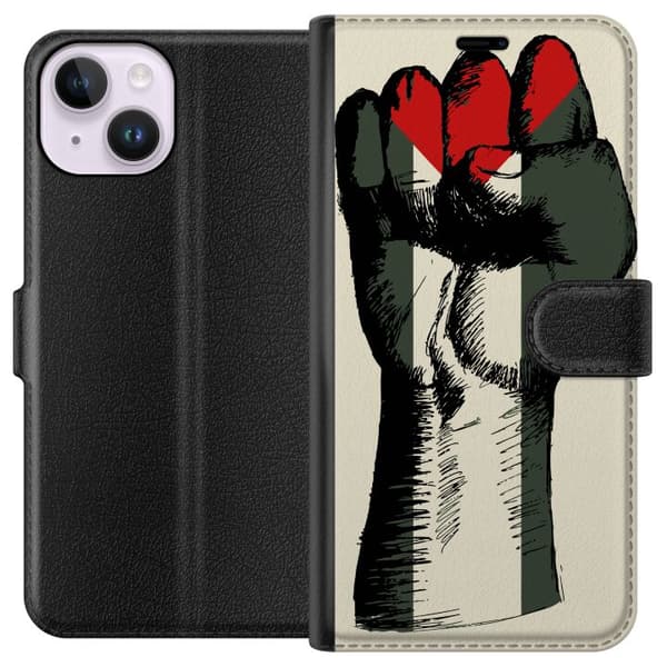 Apple iPhone 15 Lompakkokotelo Käsi sidottu Palestinan väreihin - voimakas symboli vapausliikkeelle