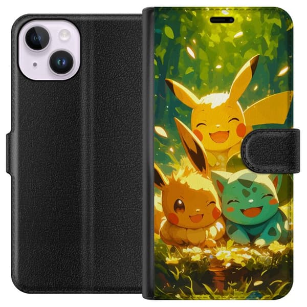 Apple iPhone 15 Lompakkokotelo Pixelmonster pelityyli - värikäs muotoilu retroa rakastaville pelaajille