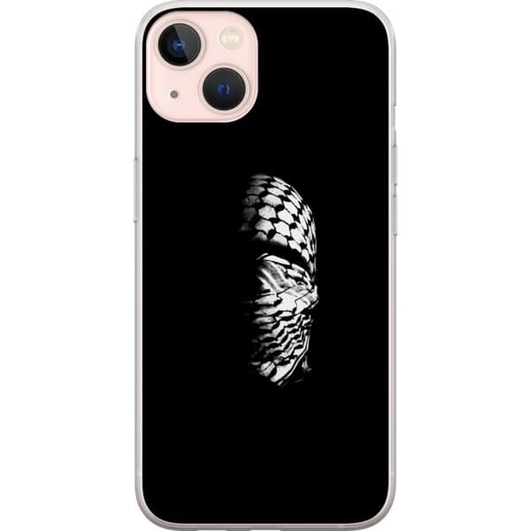 Apple iPhone 13 mini Gennemsigtig cover Keffiyeh-mønster - klassisk sort-hvid palæstinensisk tørklæde med kulturel betydning