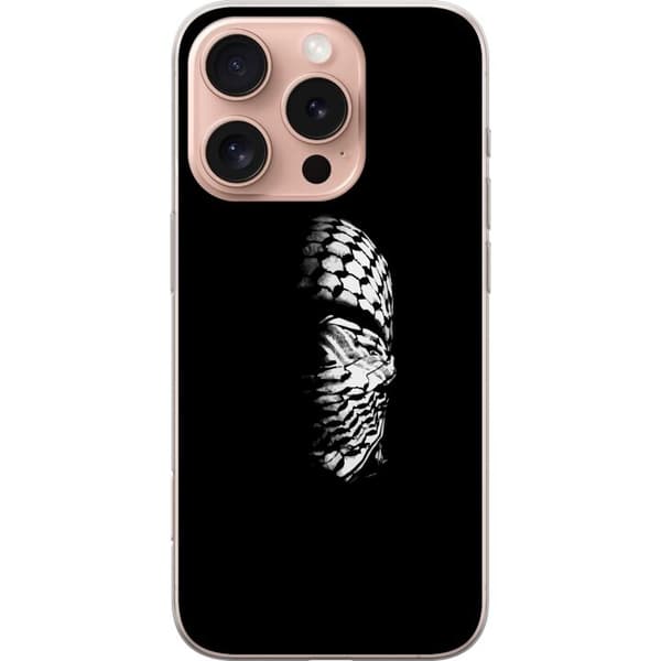 Apple iPhone 16 Pro Gennemsigtig cover Keffiyeh-mønster - klassisk sort-hvid palæstinensisk tørklæde med kulturel betydning