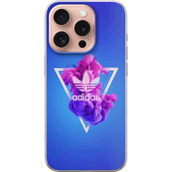 Apple iPhone 16 Pro Gennemsigtig cover Adidas-inspireret blåt design - sporty motiv med retrovibe i blå toner