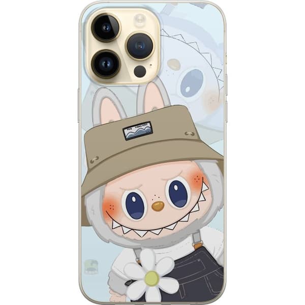Apple iPhone 14 Pro Max Gennemsigtig cover Labubu med hat - Pop Mart figur Mr. Butcher i retro-stil med karakter