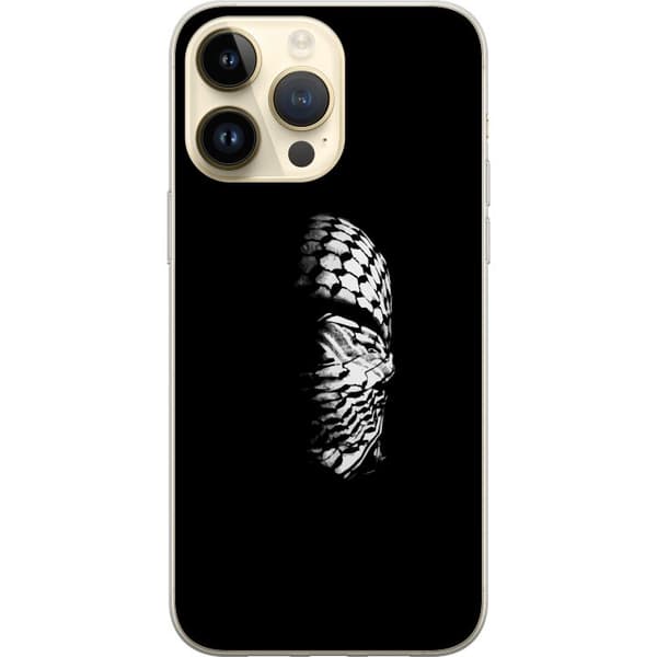 Apple iPhone 14 Pro Max Gjennomsiktig deksel Keffiyeh-mønster - klassisk svart-hvit palestinsk sjal med kulturell betydning