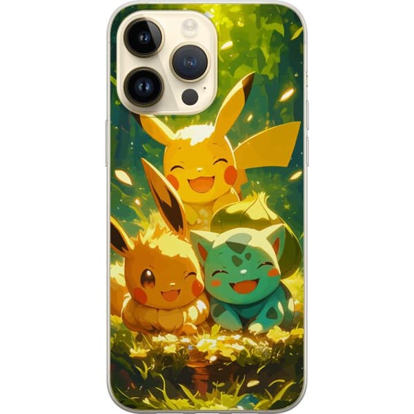 Apple iPhone 14 Pro Max Gjennomsiktig deksel Pixelmonster spillstil - fargerik design for retro-elskende spillere