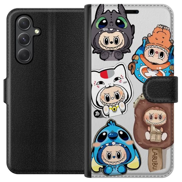 Samsung Galaxy A15 5G Tegnebogsetui Labubu figur samling - Pop Mart Labubu The Monsters i farverigt design