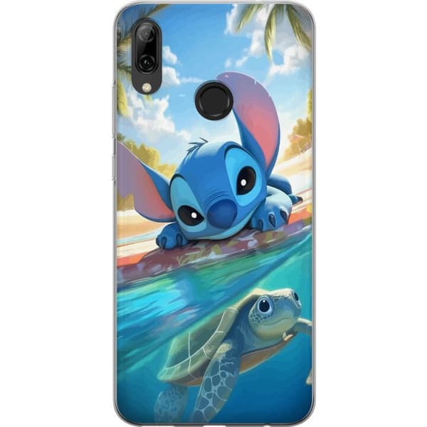 Huawei P smart 2019 Gjennomsiktig deksel Stitch med skilpadde - søt blå alien i tropisk strandmiljø fra Disney