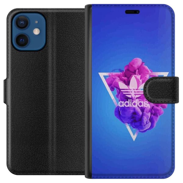 Apple iPhone 12 Tegnebogsetui Adidas-inspireret blåt design - sporty motiv med retrovibe i blå toner