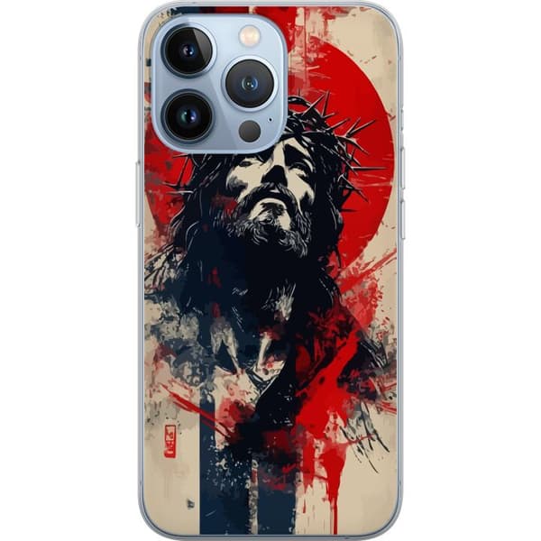 Apple iPhone 13 Pro Gjennomsiktig deksel Jesus med kors - kristent motiv med sterk symbolikk om tro og håp