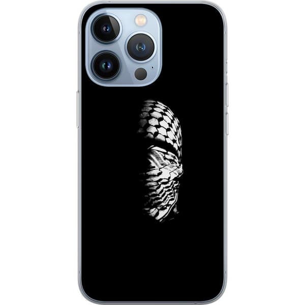 Apple iPhone 13 Pro Gjennomsiktig deksel Keffiyeh-mønster - klassisk svart-hvit palestinsk sjal med kulturell betydning