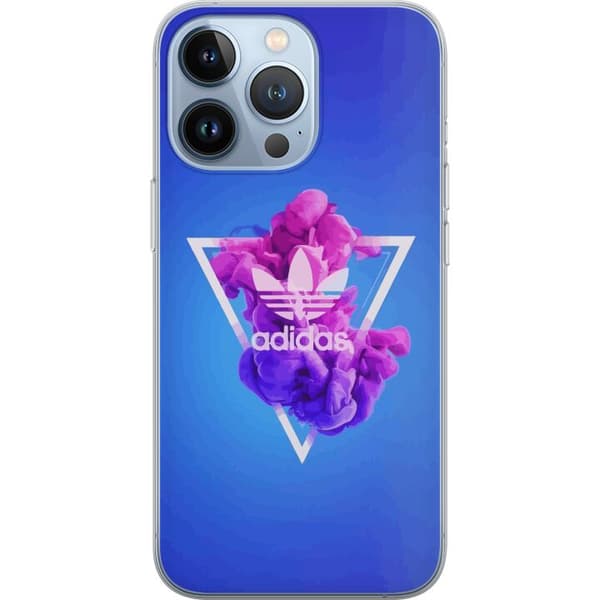 Apple iPhone 13 Pro Läpinäkyvä kuori Adidas-inspiroitunut sininen muotoilu - urheilullinen motiivi retro-vibeillä sinisissä sävyissä