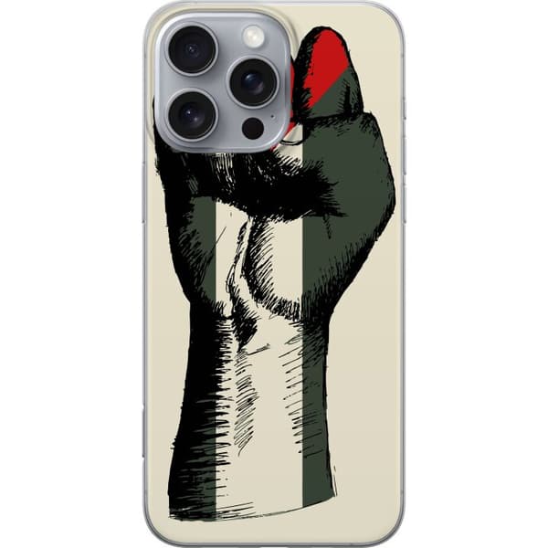 Apple iPhone 16 Pro Max Genomskinligt Skal Hand knuten i Palestinas färger – kraftfull symbol för frihetsrörelsen